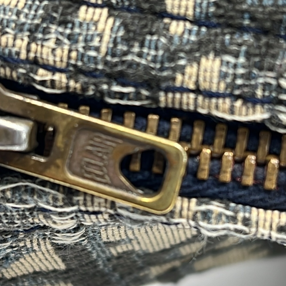 Vintage 1970’s Blue Beige Jacquard Zip Top Shoulder Crossbody Clutch Bag - Picture 8 of 16